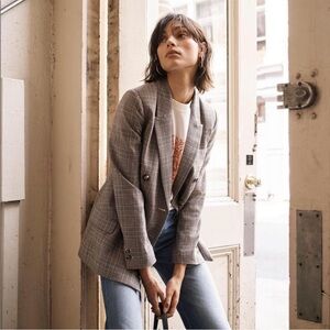 Lini Bloomingdale's Double Breasted Olivia Glen Plaid Blazer Houndstooth XS NWT